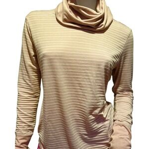 COLUMBIA Pullover M Cowl Neck Blush Pink Stripes Women's WT38
